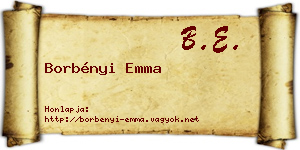 Borbényi Emma névjegykártya